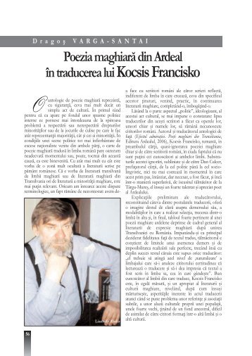 Poezia maghiarÄ din Ardeal Ã®n traducerea lui Kocsis Francisko