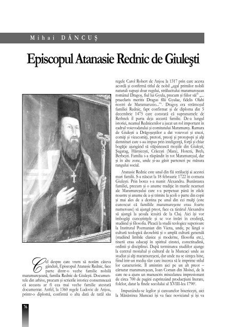 Episcopul Atanasie Rednic de GiuleÅti - Centrul Cultural Interetnic ...