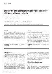 Lysozyme and complement activities in broiler- chickens with ...