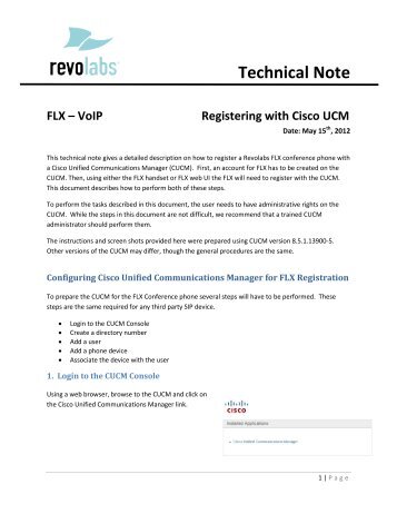 VoIP Registering with Cisco UCM - Revolabs