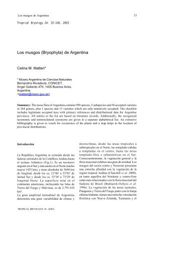 Los musgos (Bryophyta) de Argentina - Tropical Bryology
