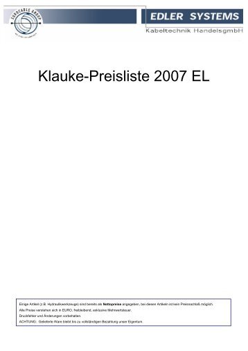 Klauke-Preisliste 2007 EL - Edler Systems