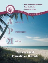 Poster & Oral Paper Presentations - Academy of Psychosomatic ...