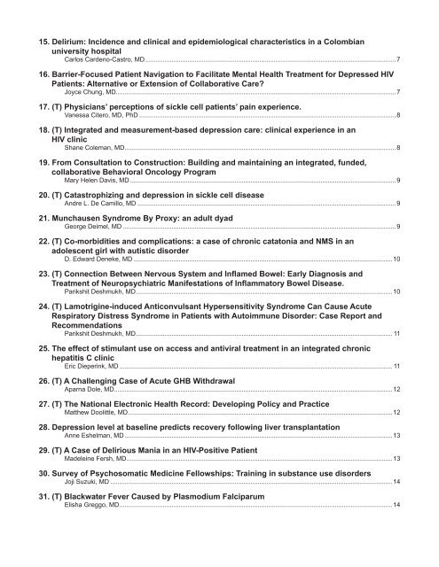 Poster & Oral Paper Presentations - Academy of Psychosomatic ...