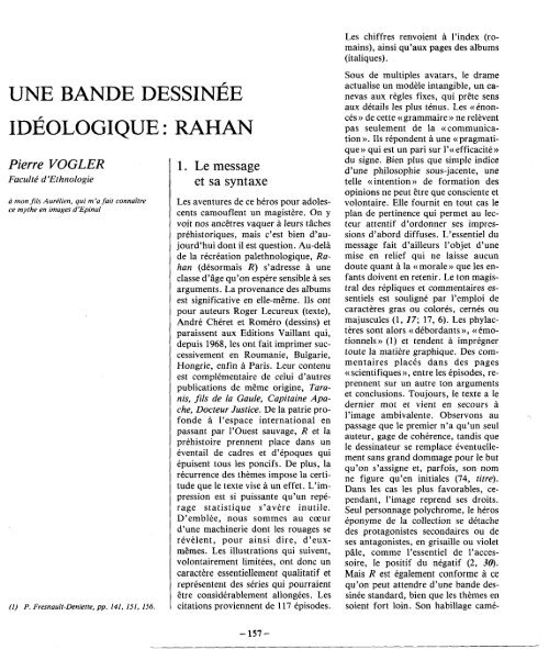 une bande dessinee idéologique : rahan - Revue des sciences ...