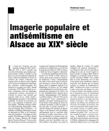 Imagerie populaire et antisémitisme en Alsace au XIX siècle