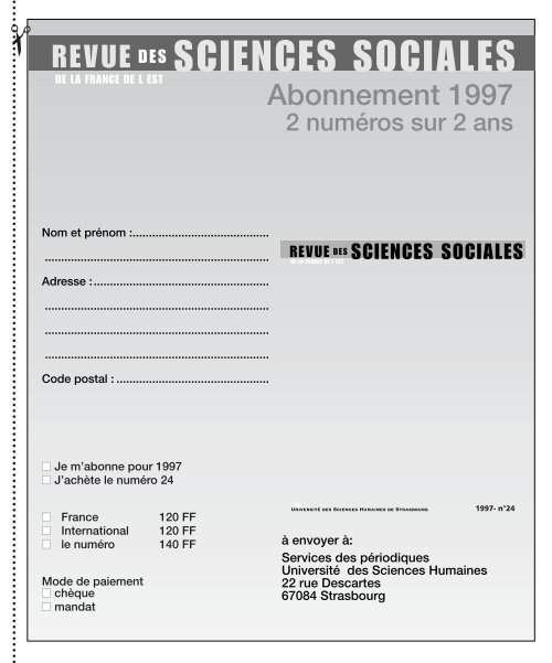 Revue des sciences sociales