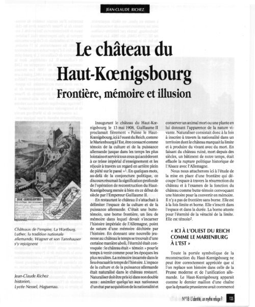 Le château du Haut-Kœnigsbourg - Revue des sciences sociales