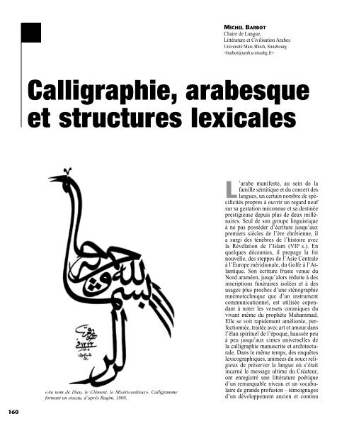 Calligraphie, arabesque et structures lexicales - Revue des ...