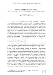 Christophe Perrin (UniversitÃ© Paris-Sorbonne) I. La ... - Klesis