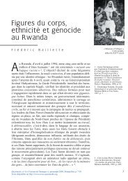 Figures du corps, ethnicitÃ© et gÃ©nocide au Rwanda - Quasimodo