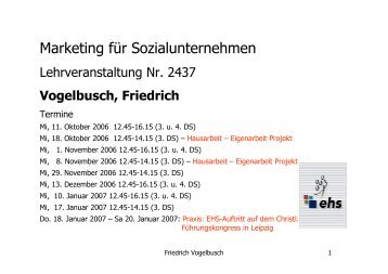 Marketing für Sozialunternehmen - Evangelische Hochschule Dresden