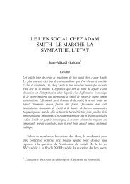 LE LIEN SOCIAL CHEZ ADAM SMITH : LE MARCHÃ, LA ... - Ithaque