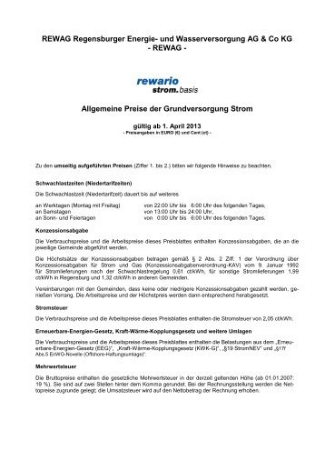 Preisblatt rewario.strom.basis (PDF, 153 KB) - Rewag