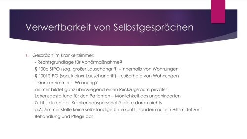 Verwertbarkeit von Selbstgesprächen