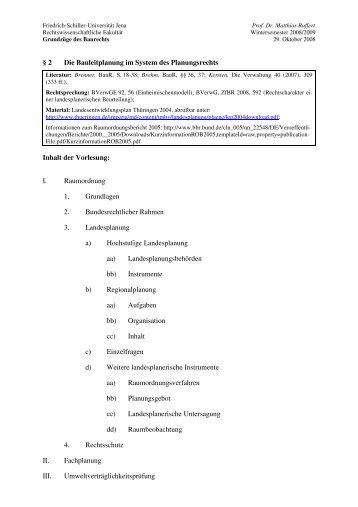 Â§ 2 Die Bauleitplanung im System des Planungsrechts Inhalt der ...