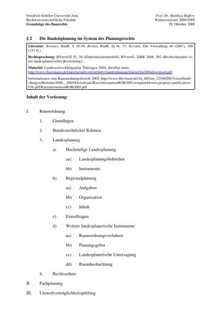 Â§ 2 Die Bauleitplanung im System des Planungsrechts Inhalt der ...