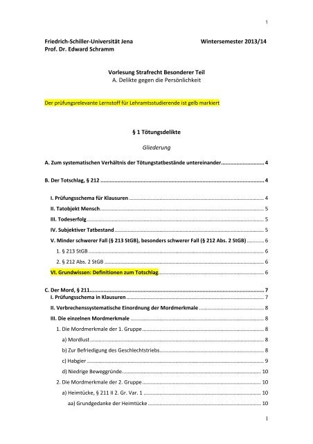 A.1. Ttungsdelikte - Friedrich-Schiller-Universitt Jena