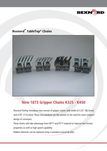New 1873 Gripper Chains K325 - K450 - Rexnord FlatTop Europe