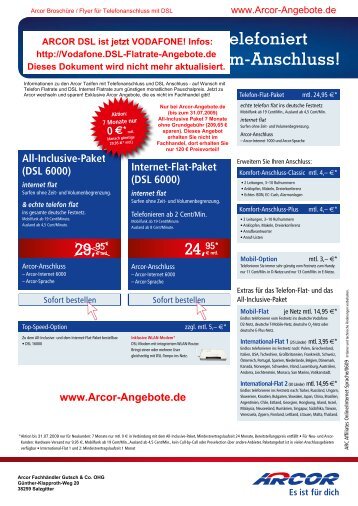 Deutschland surft und telefoniert mit Arcor - Arcor DSL Flatrate ...