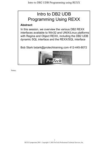 Intro to DB2 UDB Programming Using REXX - The Rexx Language ...