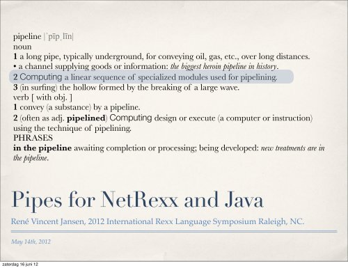 Pipes for NetRexx and Java - The Rexx Language Association