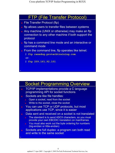 Cross-platform TCP/IP Socket programming in REXX Contents