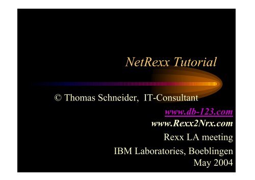 NetRexx Tutorial - The Rexx Language Association