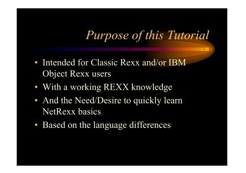 NetRexx Tutorial - The Rexx Language Association