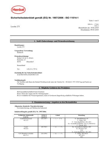 Sicherheitsdatenblatt Loctite Â® 275 - REYHER