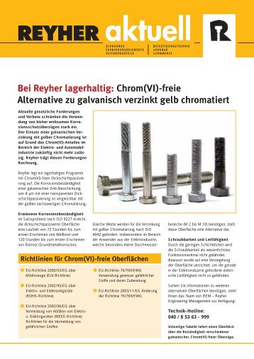 Bei Reyher lagerhaltig: Chrom(VI)-freie Alternative zu galvanisch ...