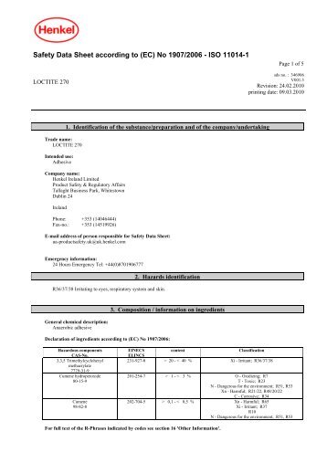 Safety Data Sheet Loctite Â® 270 - REYHER