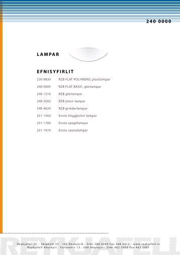 EFNISYFIRLIT LAMPAR 240 0000 - Reykjafell