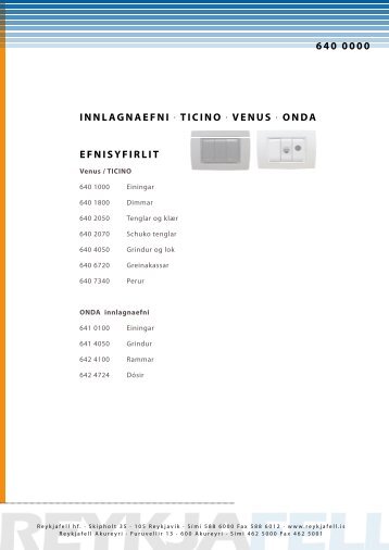 innlagnaefni - ticino, venus og onda - Reykjafell