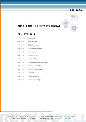 EFNISYFIRLIT TÃMA- LJÃS- OG HITASTÃRINGAR 460 ... - Reykjafell