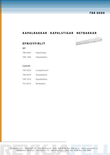 EFNISYFIRLIT KAPALBAKKAR . KAPALSTIGAR ... - Reykjafell