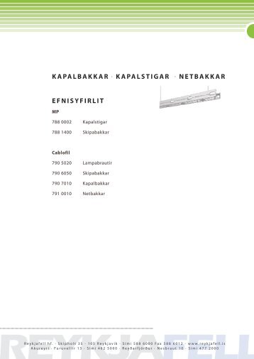 EFNISYFIRLIT KAPALBAKKAR . KAPALSTIGAR ... - Reykjafell