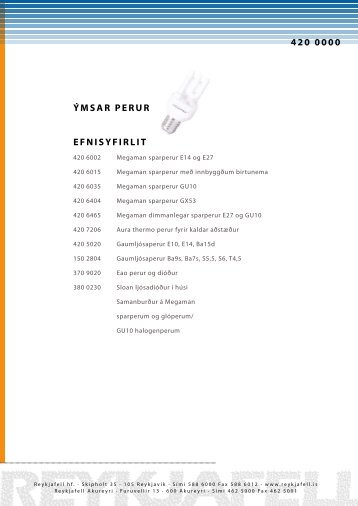 EFNISYFIRLIT ÃMSAR PERUR 420 0000 - Reykjafell