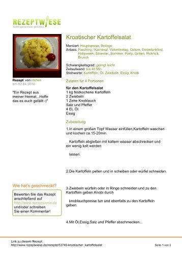 Kroatischer Kartoffelsalat - Rezeptwiese