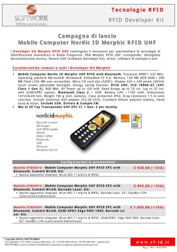 Campagna di lancio Mobile Computer Nordic ID Morphic ... - Softwork