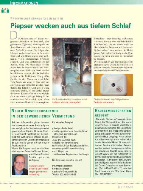 Bau-In Ausgabe 2/2003 - Bauverein zu Lünen