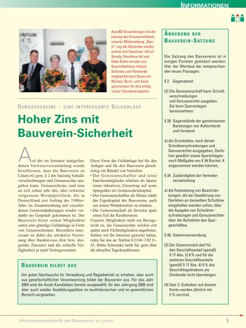 Bau-In Ausgabe 2/2003 - Bauverein zu Lünen