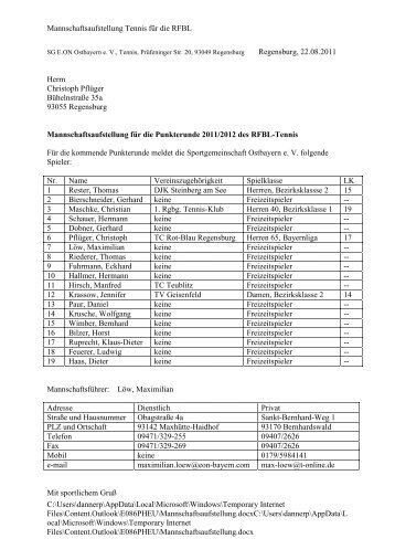 Mannschaftsaufstellung Tennis fÃ¼r die RFBL C:\Users ... - Rfbl.de