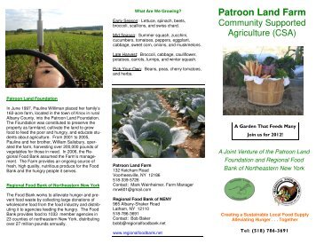 Patroon Land Farm - Regional Food Bank of Northeastern New York