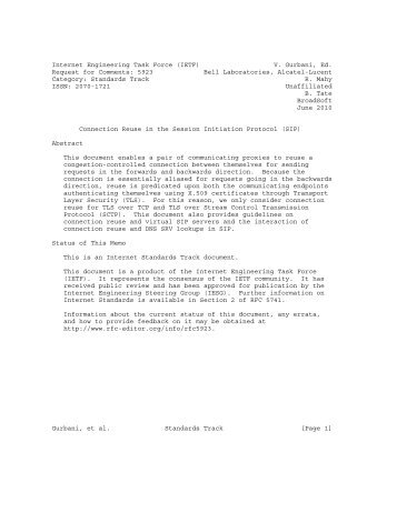 Internet Engineering Task Force (IETF) V. Gurbani, Ed ... - RFC Editor