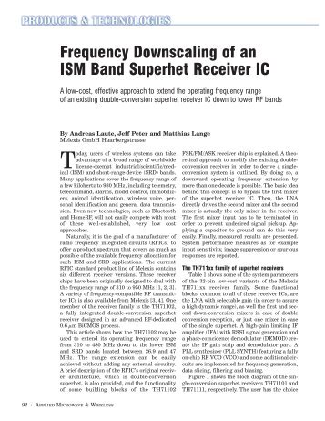 Frequency Downscaling of an ISM Band Superhet Receiver IC