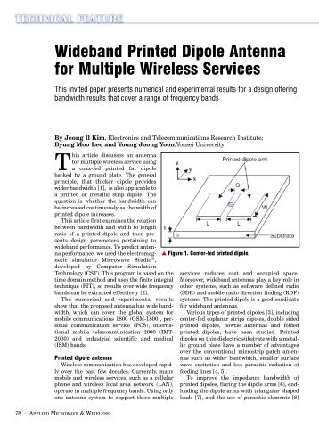 Wideband Printed Dipole Antenna for Multiple Wireless Services