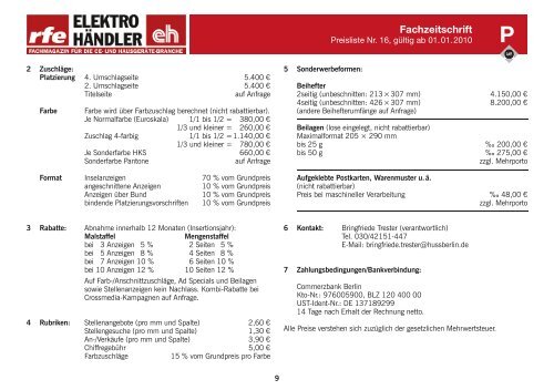 Huss - rfe/eh ELEKTROHÄNDLER