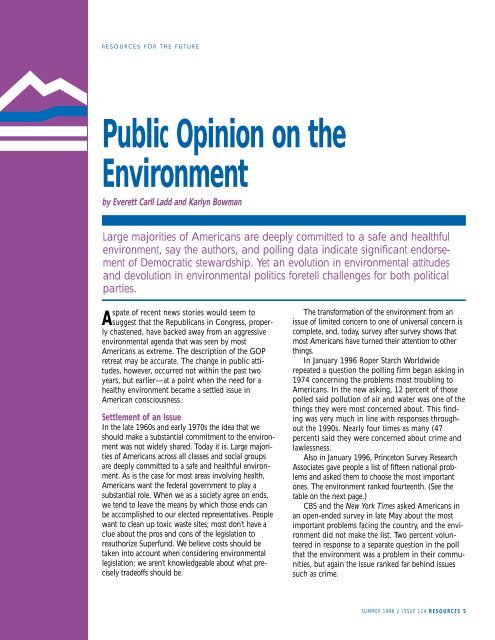 Public Opinion on the Environment - Resources for the Future