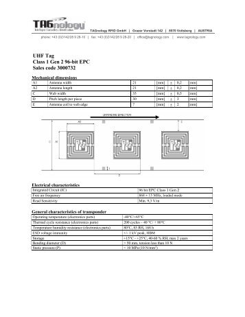 UHF Tag Class 1 Gen 2 96-bit EPC Sales code ... - RFID Webshop